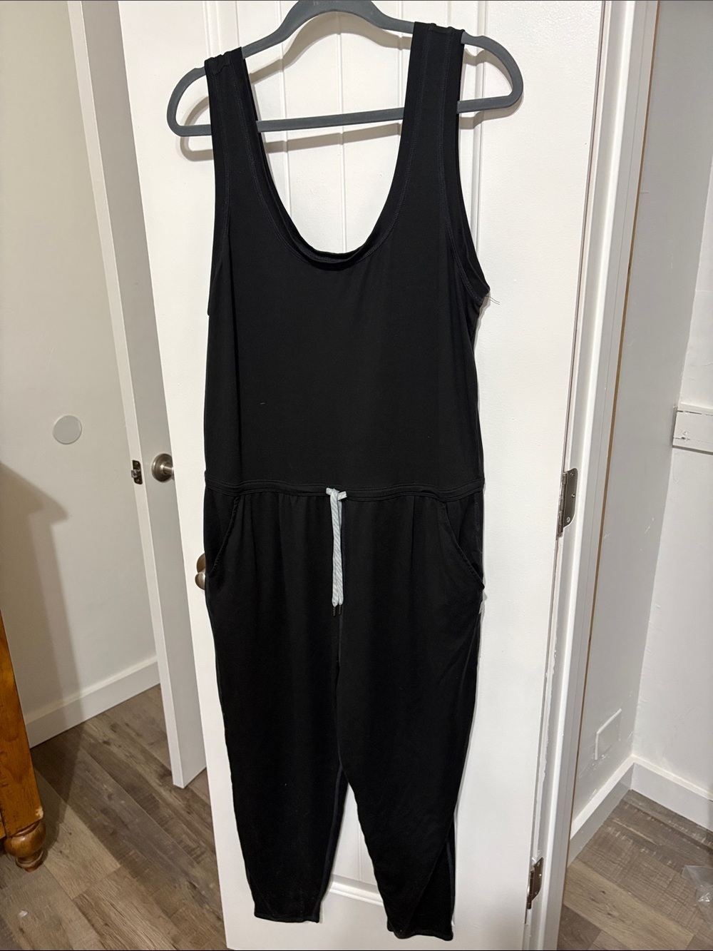 Vuori Black Sleeveless Drawstring Romper